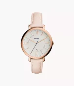 Jacqueline Three-Hand Date Blush Leather Watch
