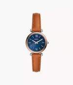 Carlie Mini Three-Hand Tan Leather Watch
