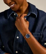 Carlie Mini Three-Hand Blush Leather Watch
