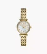 Carlie Mini Three-Hand Gold-Tone Stainless Steel Watch