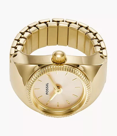 Watch Ring Two-Hand Gold-Tone Stainless Steel