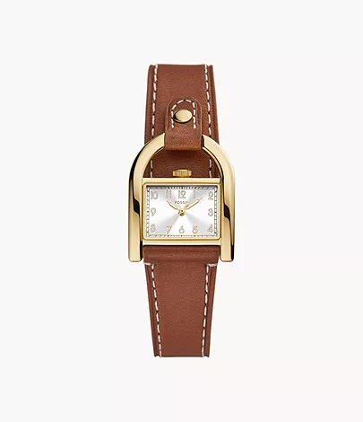 Harwell Three-Hand Medium Brown Leather Watch