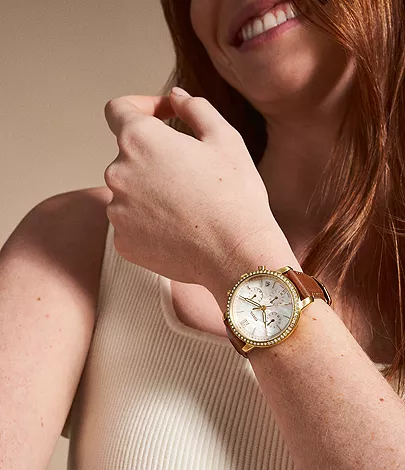 Neutra Chronograph Medium Brown Leather Watch