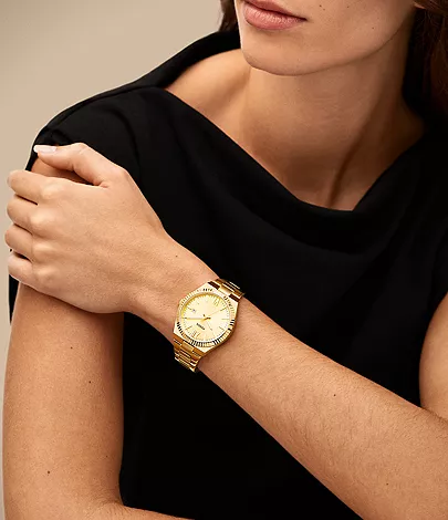 Scarlette Three-Hand Date Gold-Tone Stainless Steel Watch