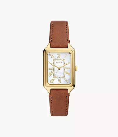 Raquel Three-Hand Date Medium Brown Leather