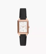 Raquel Three-Hand Date Black LiteHide™ Leather Watch