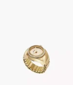 Watch Ring Two-Hand Gold-Tone Stainless Steel