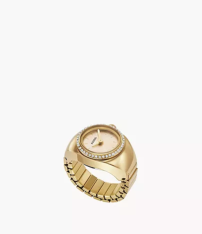 Watch Ring Two-Hand Gold-Tone Stainless Steel