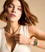 Raquel Three-Hand Date Gold-Tone Green Stainless Steel Watch