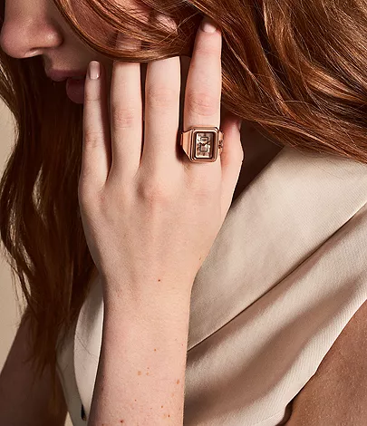 Raquel Watch Ring Two-Hand Rose Gold-Tone Stainless Steel