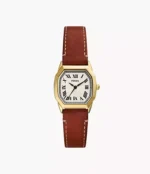 Harlow Three-Hand Medium Brown Leather Watch