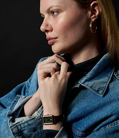 Raquel Three-Hand Date Green Croco LiteHide™ Leather Watch
