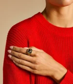 Watch Ring Two-Hand Black Gold-Tone Stainless Steel
