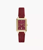 Raquel Three-Hand Date Red Croco Leather Watch