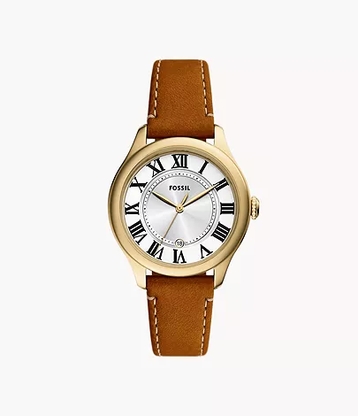 Gilmore Three-Hand Date Medium Brown Leather Watch