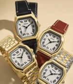 Harlow Three-Hand Black Leather Watch