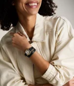 Harlow Three-Hand Black Leather Watch
