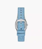 Harlow Three-Hand Light Blue Leather Watch