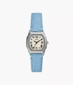 Harlow Three-Hand Light Blue Leather Watch