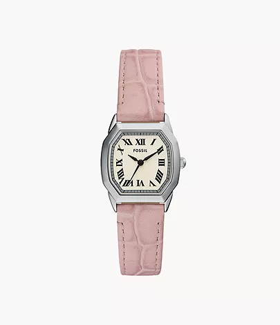 Harlow Three-Hand Light Pink Leather Watch