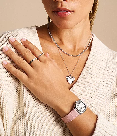 Harlow Three-Hand Light Pink Leather Watch
