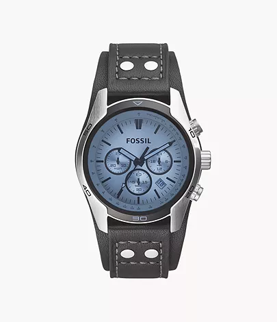 Coachman Chronograph Black Leather Watch