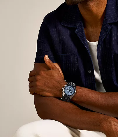Coachman Chronograph Black Leather Watch