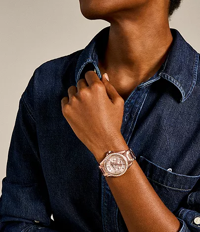 Riley Multifunction Rose Gold-Tone Stainless Steel Watch