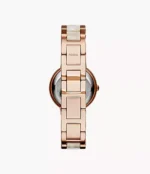 Virginia Three-Hand Day-Date Rose Gold-Tone and Horn Acetate Stainless Steel Watch