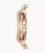 Virginia Three-Hand Day-Date Rose Gold-Tone and Horn Acetate Stainless Steel Watch