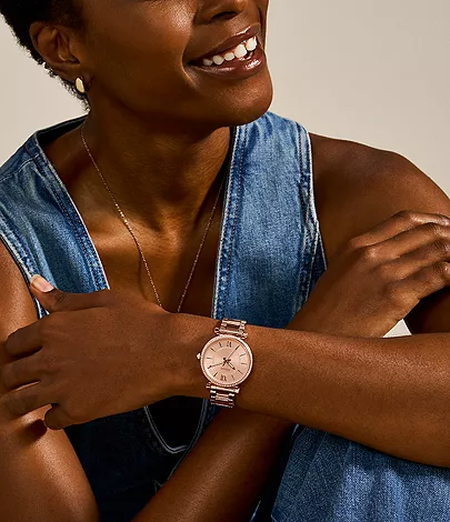Carlie Three-Hand Rose Gold-Tone Stainless Steel Watch