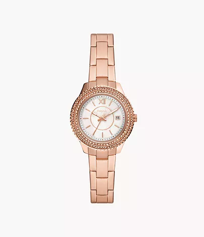 Stella Three-Hand Date Rose Gold-Tone Stainless Steel Watch