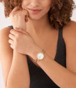 Carlie Three-Hand Stainless Steel Gold-Tone Watch