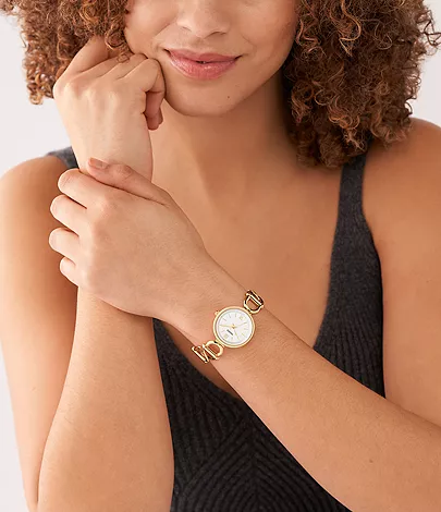 Carlie Three-Hand Stainless Steel Gold-Tone Watch
