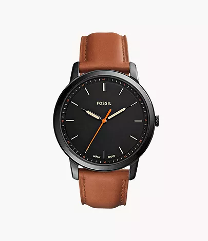 The Minimalist Slim Three-Hand Light Brown Leather Watch