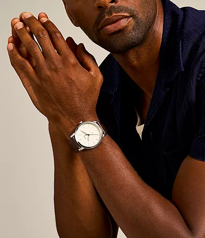 The Minimalist Three-Hand Brown Leather Watch