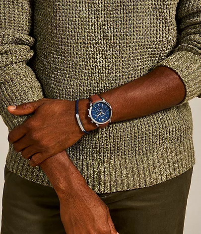 Neutra Chronograph Luggage Leather Watch and Bracelet Set