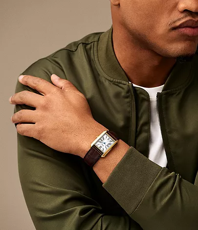 Carraway Three-Hand Brown Croco Leather Watch