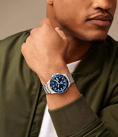 Fossil Blue Dive Three-Hand Date Stainless Steel Watch