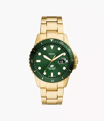 Fossil Blue Dive Three-Hand Date Gold-Tone Stainless Steel Watch