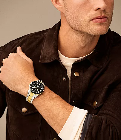Fossil Blue Dive Three-Hand Date Two-Tone Stainless Steel Watch
