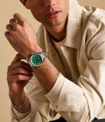 Everett Three-Hand Date Green Stainless Steel Watch
