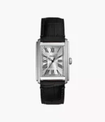 Carraway Three-Hand Black Croco Leather Watch
