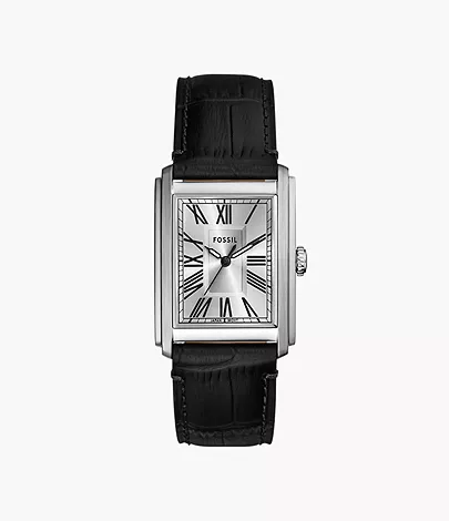 Carraway Three-Hand Black Croco Leather Watch