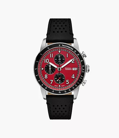 Sport Tourer Chronograph Black Leather Watch