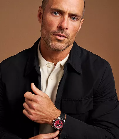 Sport Tourer Chronograph Black Leather Watch