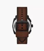 Machine Chronograph Brown Leather Watch and Bracelet Set