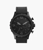 Nate Chronograph Black Leather Watch