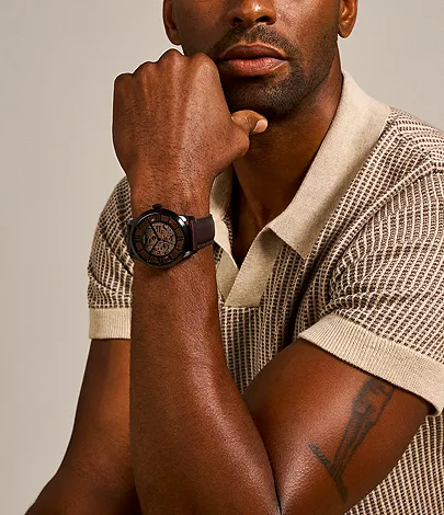 Townsman Automatic Dark Brown Leather Watch