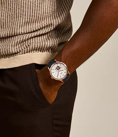 Townsman Automatic Navy Leather Watch